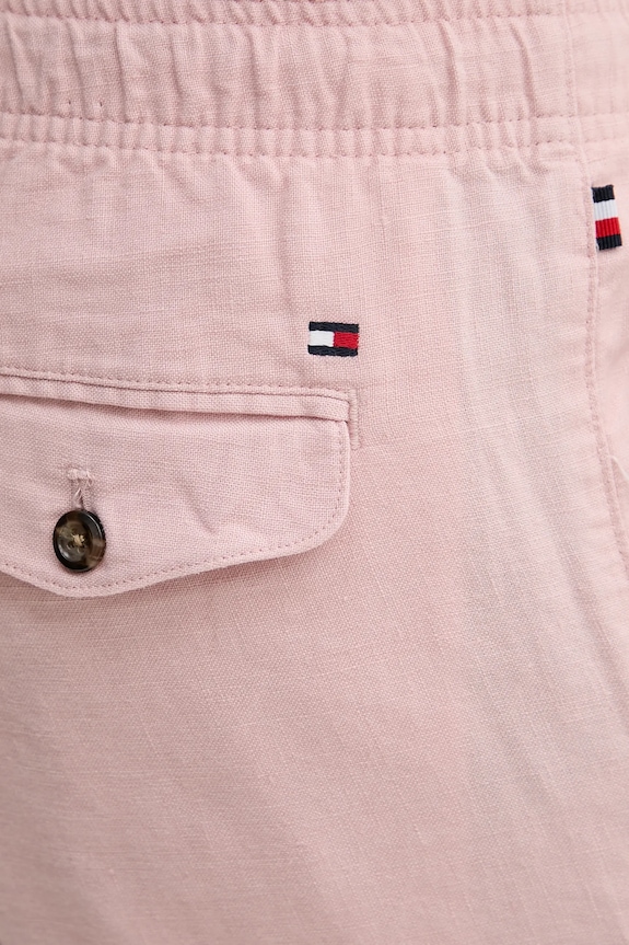 Ľanové šortky Tommy Hilfiger ružová MW0MW37804