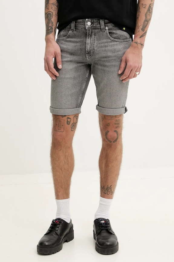 Rifľové krátke nohavice Tommy Jeans rifľovina sivá DM0DM20946