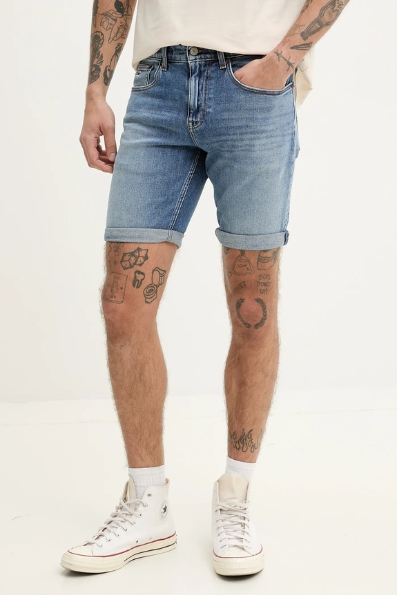 Tommy Jeans farmer rövidnadrág elasztánnal kék DM0DM20960