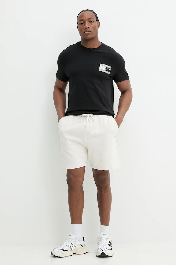 Tommy Jeans pamut rövidnadrág DM0DM21369 bézs SS25