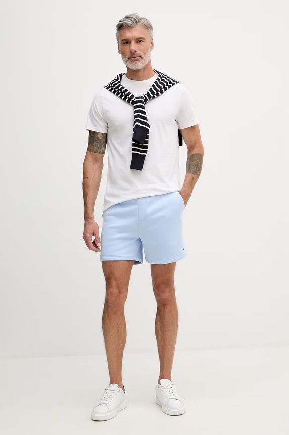 Tommy Jeans teplákové šortky pánské s bavlnou DM0DM21931 modrá SS26