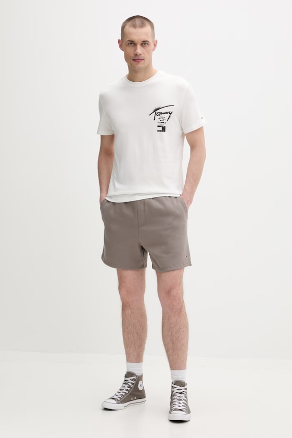 Tommy Jeans pantaloni scurți de trening pentru bărbați, cu bumbac DM0DM21931 maro SS26