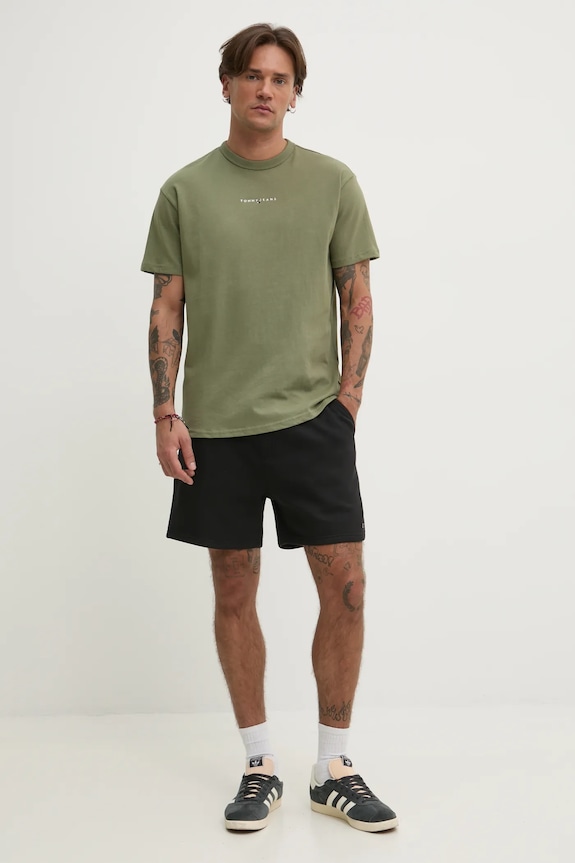Tommy Jeans спортен къс панталон мъжки от памук DM0DM21931 черен SS26