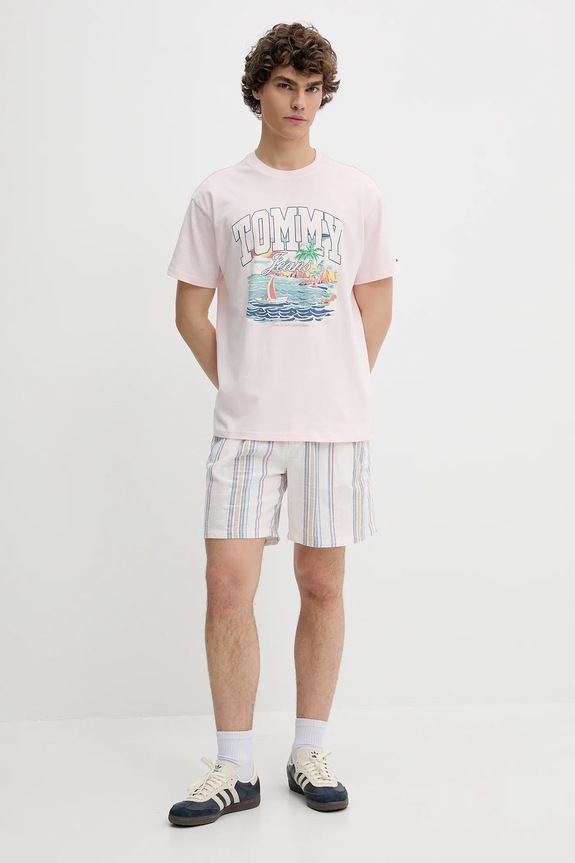 Βαμβακερό σορτσάκι Tommy Jeans DM0DM21948 λευκό SS25