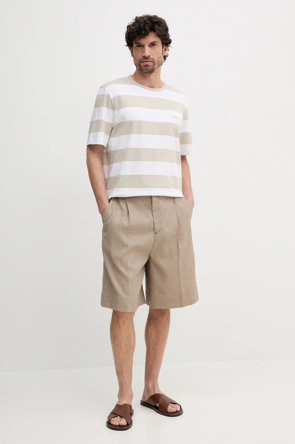 Tommy Hilfiger pantaloncini in lino SQTHL7544.SQTH503 beige SS25