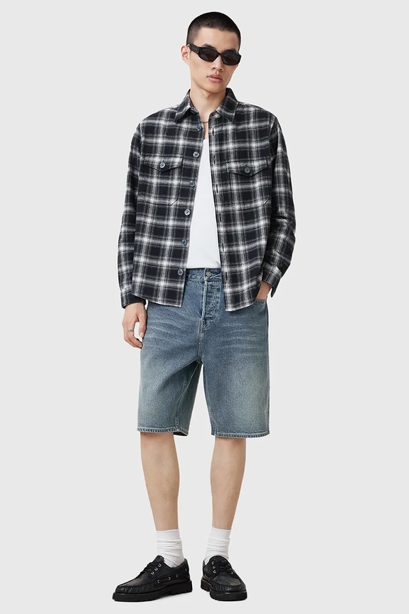 Rifľové krátke nohavice AllSaints SWITCH rifľovina modrá M022TC