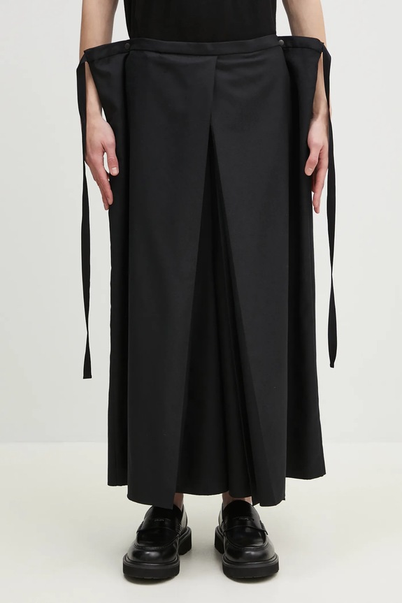 Needles wool trousers Hakama black QV093