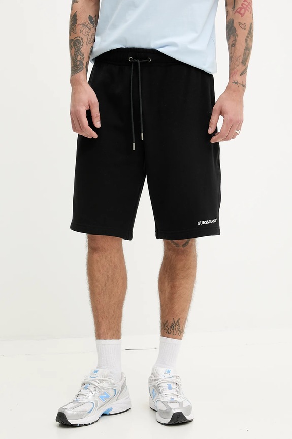 Guess Jeans pantaloncini in cotone maglia nero M5GD49.KCPR1