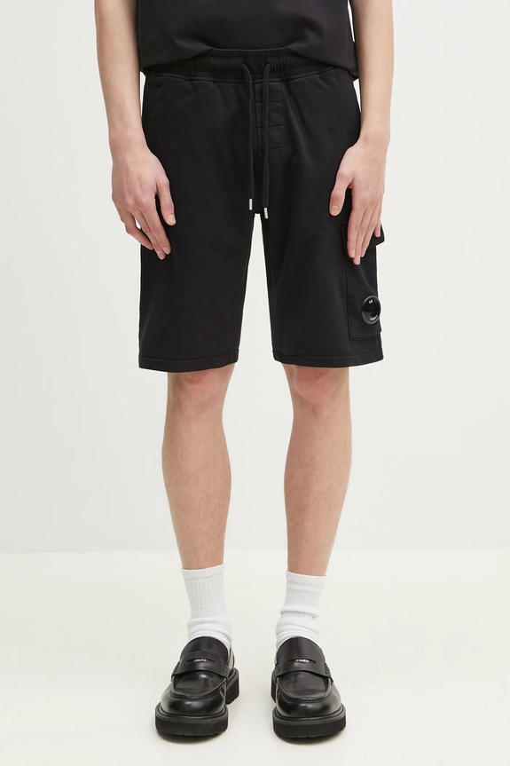 C.P. Company pantaloncini in cotone maglia nero 18CMSB069A002246G