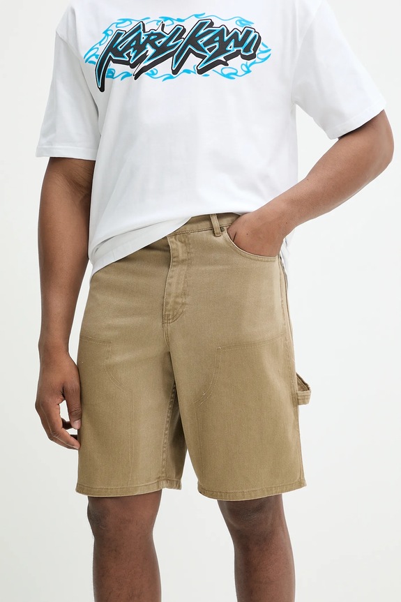Karl Kani pantaloni scurți jeans bumbac verde 60100010