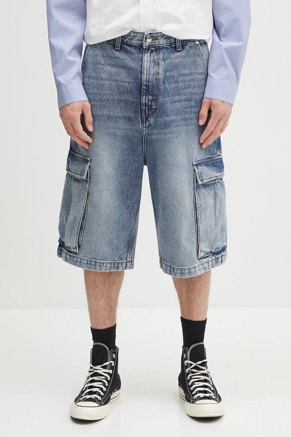 RHUDE denim shorts Cargo Denim Baggy cotton blue RHPS25SH05012