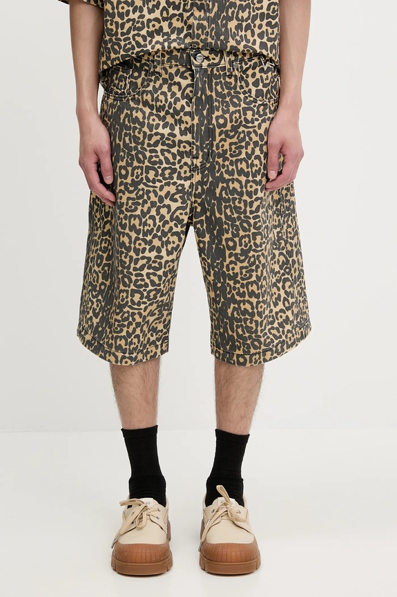 RHUDE pantaloncini Leopard Traxedo Baggy stampa all-over marrone RHSS25SH05012