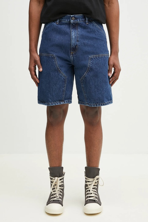 Carhartt WIP pantaloni scurți din bumbac Double Knee Short uni albastru I034867.106
