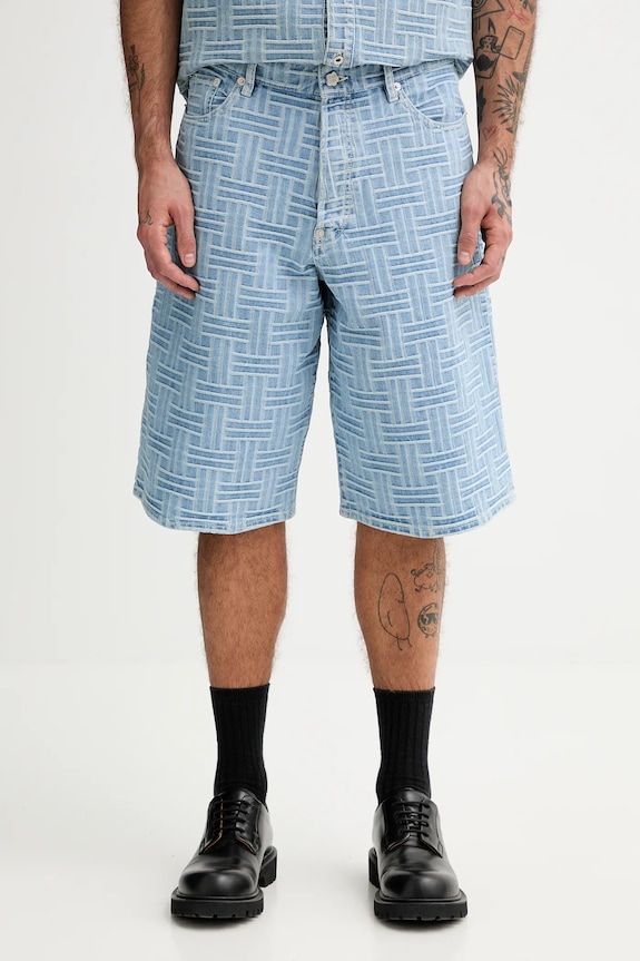 Kenzo szorty jeansowe wzorzyste niebieski FF55DS3396J4.DB
