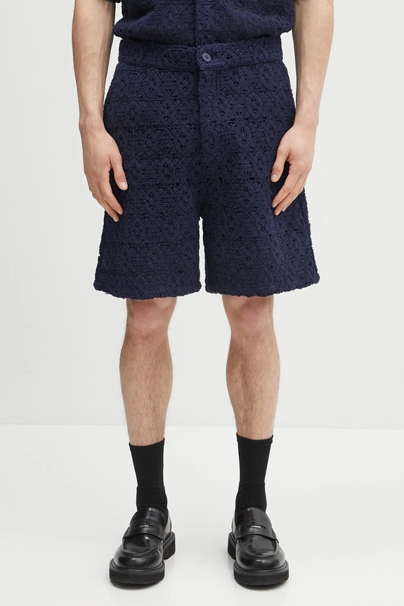 Daily Paper pantaloni scurți Lace Shield Short tricotaj bleumarin 2511119