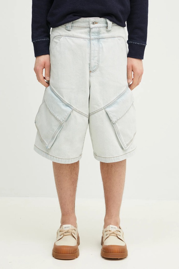 Marcelo Burlon szorty jeansowe Bleach Dnm Wide Cargo Shorts Light Blue jeans niebieski CMYC003S25DEN0014000