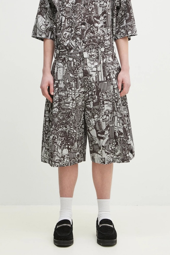 Βαμβακερό σορτσάκι Marcelo Burlon Aop Mech Pajama Shorts Dark Grey Medium βαμβάκι γκρί CMCB00AS25FAB0010706