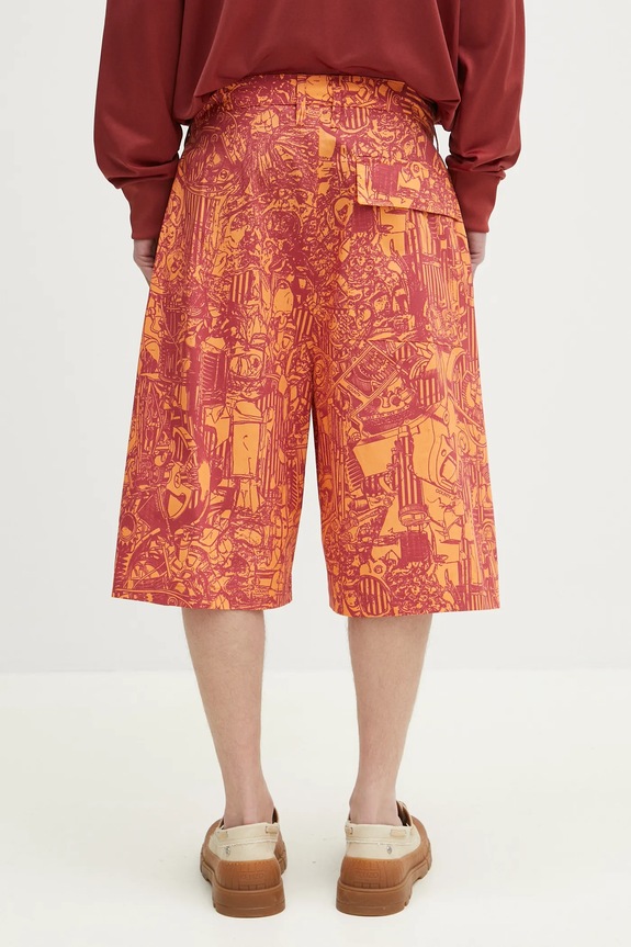 Ρούχα Βαμβακερό σορτσάκι Marcelo Burlon Aop Mech Pajama Shorts Orange Burgundy CMCB00AS25FAB0012028 πορτοκαλί