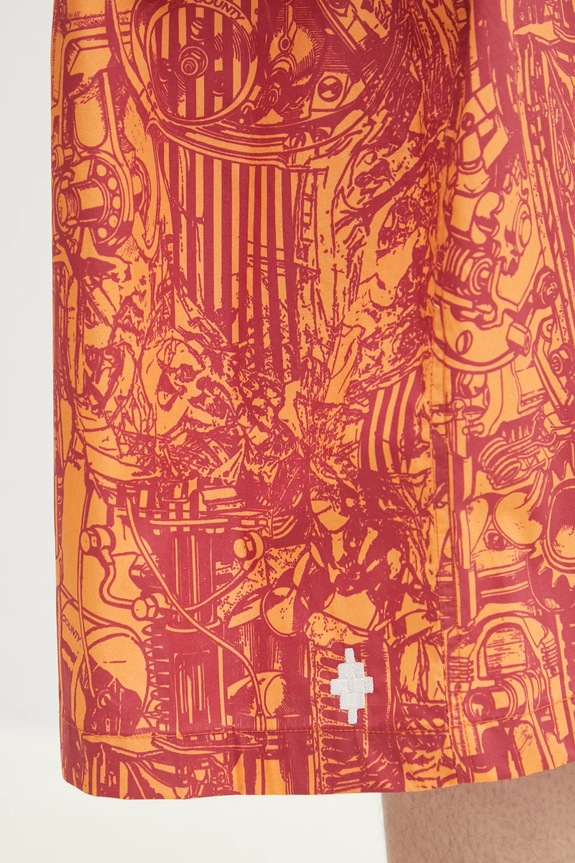 Βαμβακερό σορτσάκι Marcelo Burlon Aop Mech Pajama Shorts Orange Burgundy πορτοκαλί CMCB00AS25FAB0012028