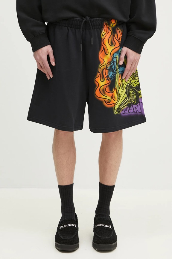 Pamučne kratke hlače Marcelo Burlon County Flame Comfy Sweatshort Black Red pamuk crna CMCI012S25FLE0031025