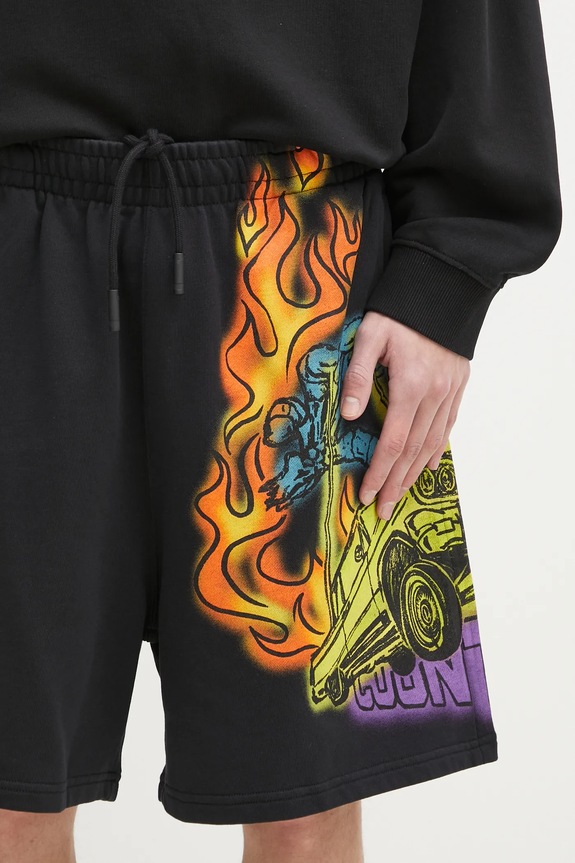 Pamučne kratke hlače Marcelo Burlon County Flame Comfy Sweatshort Black Red crna CMCI012S25FLE0031025
