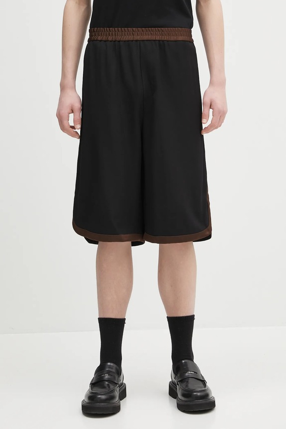 Wales Bonner wool shorts Ossie fabric black MS25TR20.WV03.999