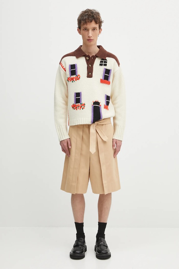 JW Anderson cotton shorts Folded Front Pleat SR0107.PG1713.132 beige