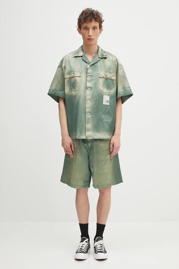 Шорти Maison MIHARA YASUHIRO Aged Satin Shorts J14PT143 зелений