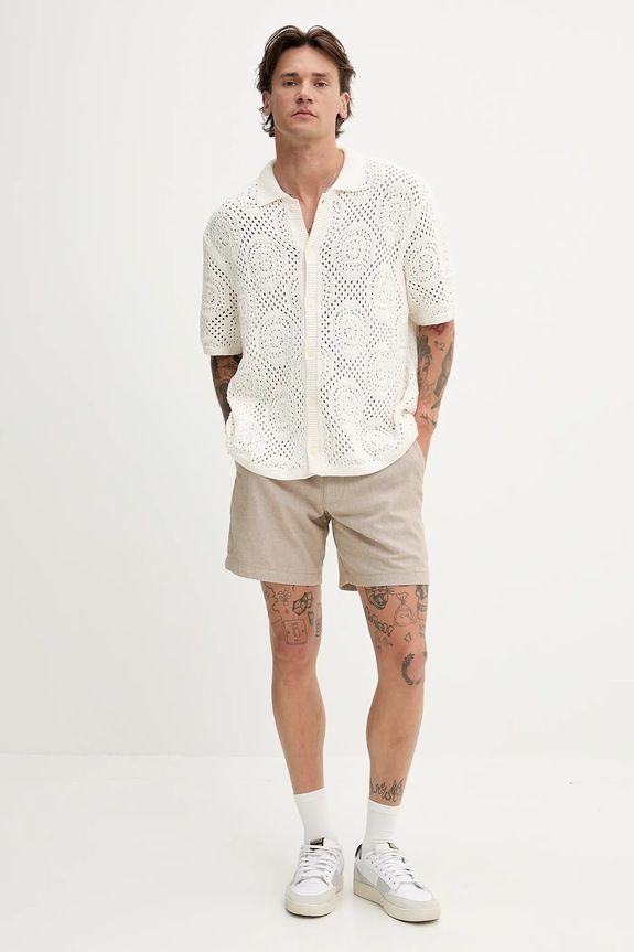 Hollister Co. szorty z domieszką lnu KI328.5167.400 beżowy SS25