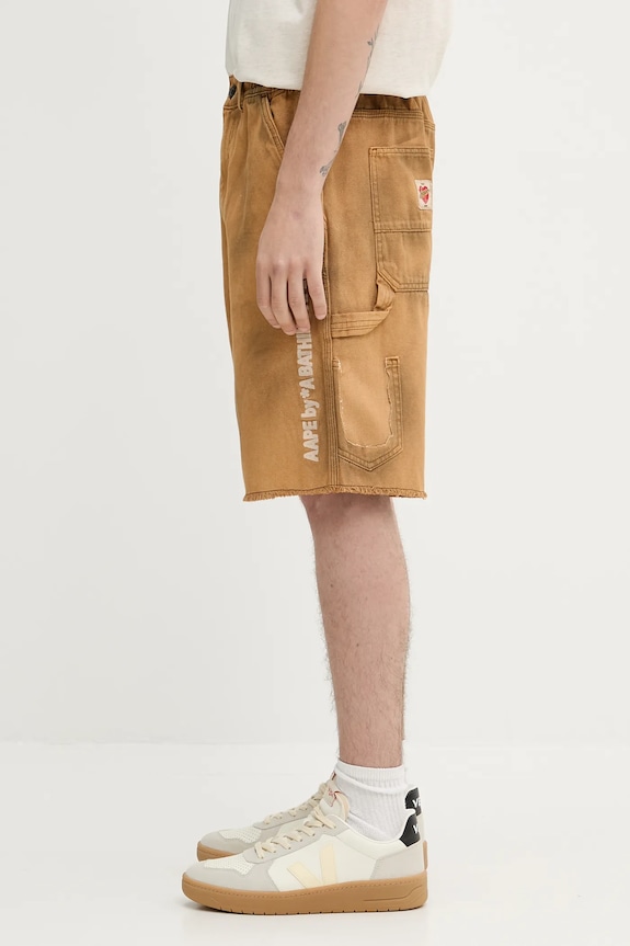 AAPE pantaloni scurți jeans Main Woven AAPSPMB682XXO maro SS25