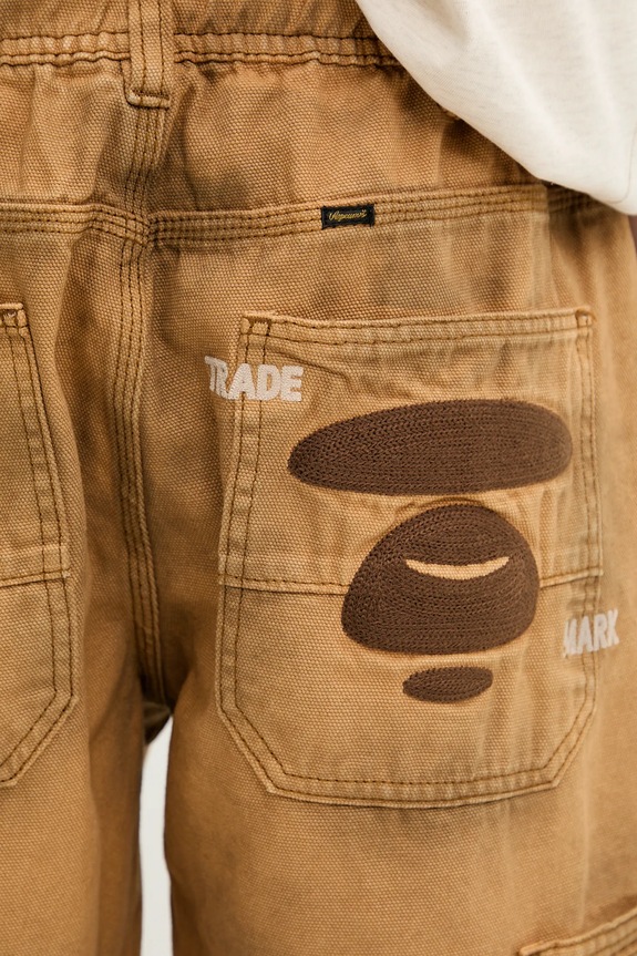AAPE pantaloni scurți jeans Main Woven maro AAPSPMB682XXO