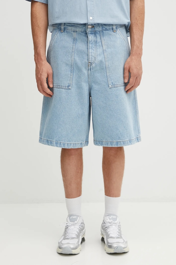 Džínové šortky Maison Kitsuné Denim Workwear hladký modrá OM01403WD4009