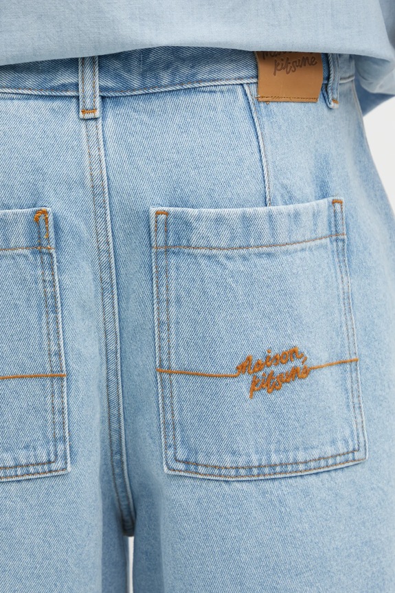 Džínové šortky Maison Kitsuné Denim Workwear modrá OM01403WD4009