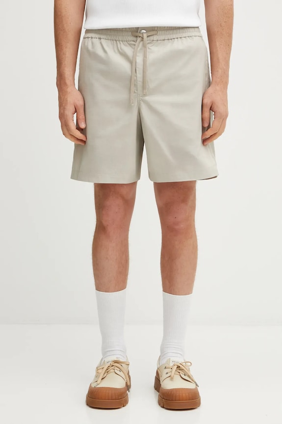 Kraťasy Maison Kitsuné Elasticated hladký béžová OM01414WW9020