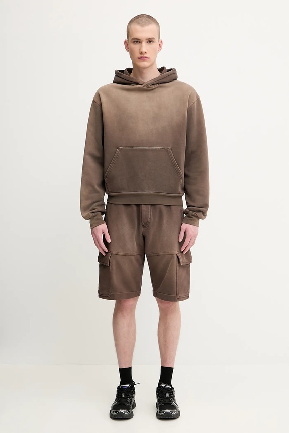 1017 ALYX 9SM pantaloncini in cotone Fleece garment dye cargo marrone AAMSO0084FA01