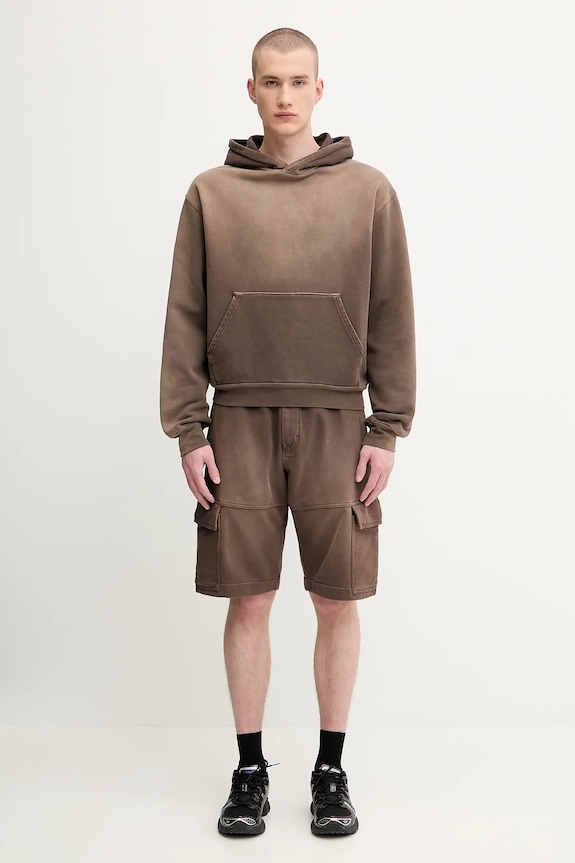 1017 ALYX 9SM pantaloncini in cotone Fleece garment dye cargo marrone AAMSO0084FA01