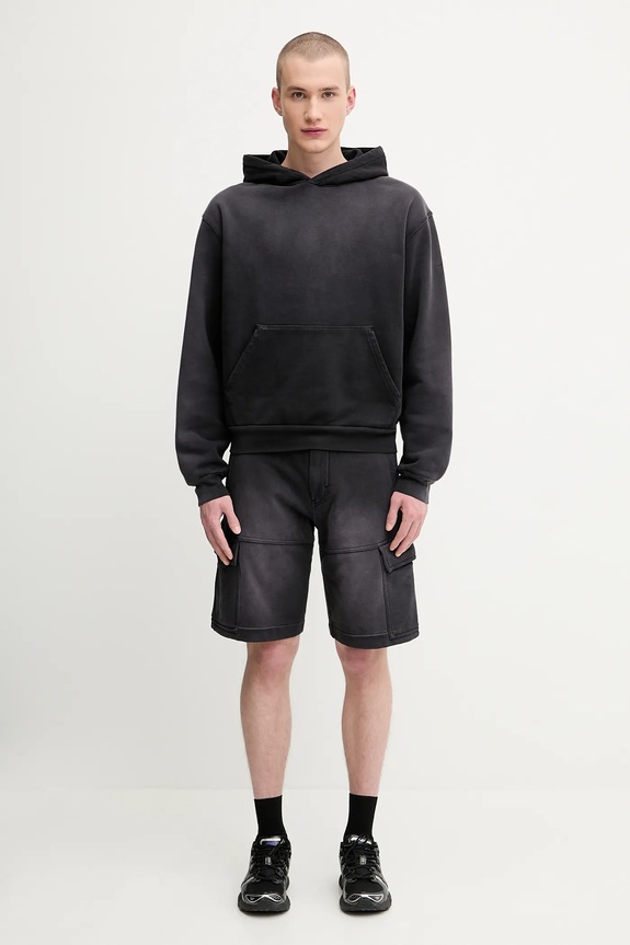 1017 ALYX 9SM pantaloncini in cotone Fleece garment dye cargo nero AAMSO0084FA01