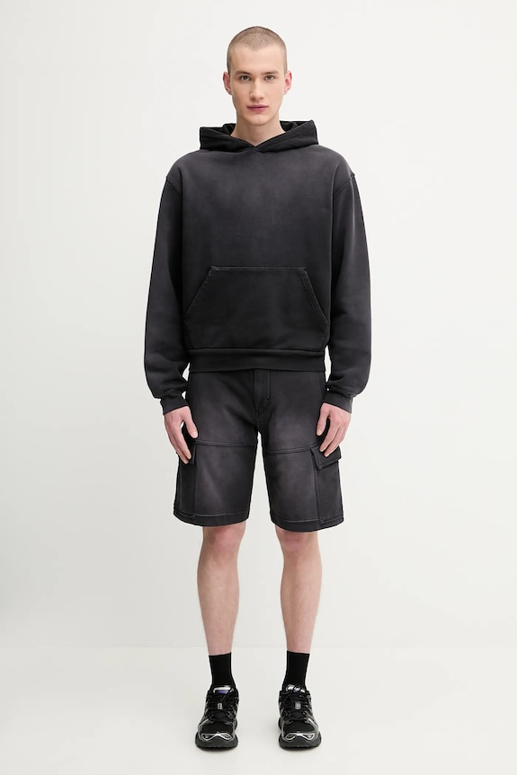 1017 ALYX 9SM pantaloncini in cotone Fleece garment dye cargo nero AAMSO0084FA01