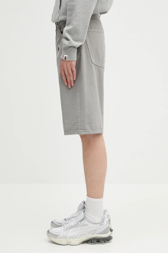 Хлопковые шорты A Bathing Ape Shark garment dye 1L30151001 серый SS25