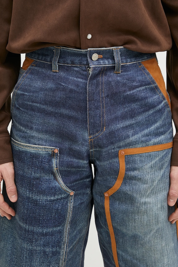Andersson Bell szorty jeansowe Denim Trompe L`Oeil Double Knee apa786u granatowy