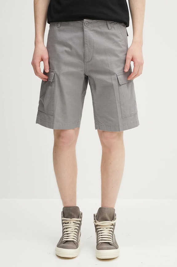 Бавовняні шорти Carhartt WIP Aviation Short гладкий сірий I028245.2LR02