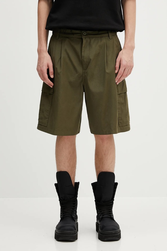 Carhartt WIP szorty bawełniane Cole Cargo Short gładkie zielony I030478.4102