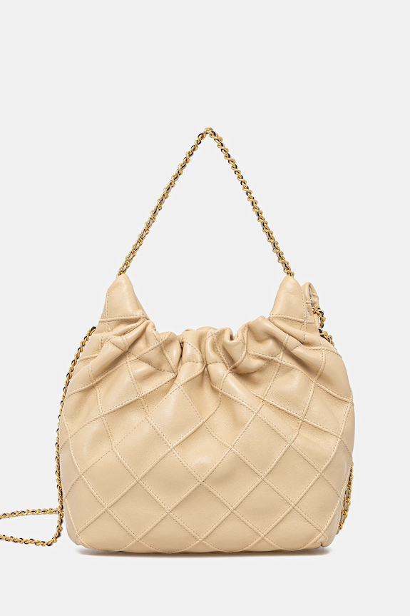 Tory Burch torebka skórzana Fleming skóra licowa beżowy 162451.700