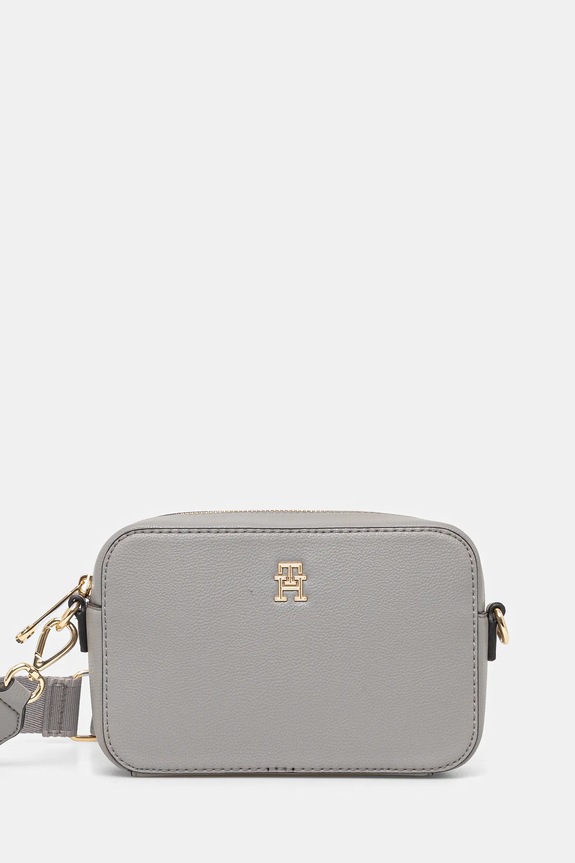 Torba Tommy Hilfiger imitacija zrnate kože siva AW0AW16906