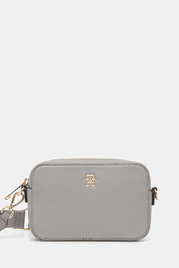 Torba Tommy Hilfiger imitacija zrnate kože siva AW0AW16906