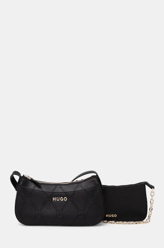Torba HUGO imitacija zrnate kože crna 50536133