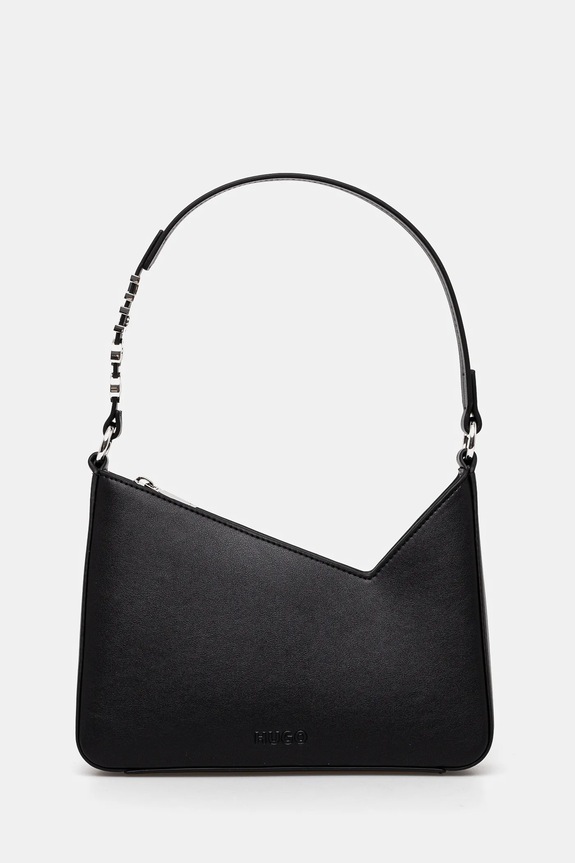 Torba HUGO Mel Shoulder Bag imitacija zrnate kože crna 50536988