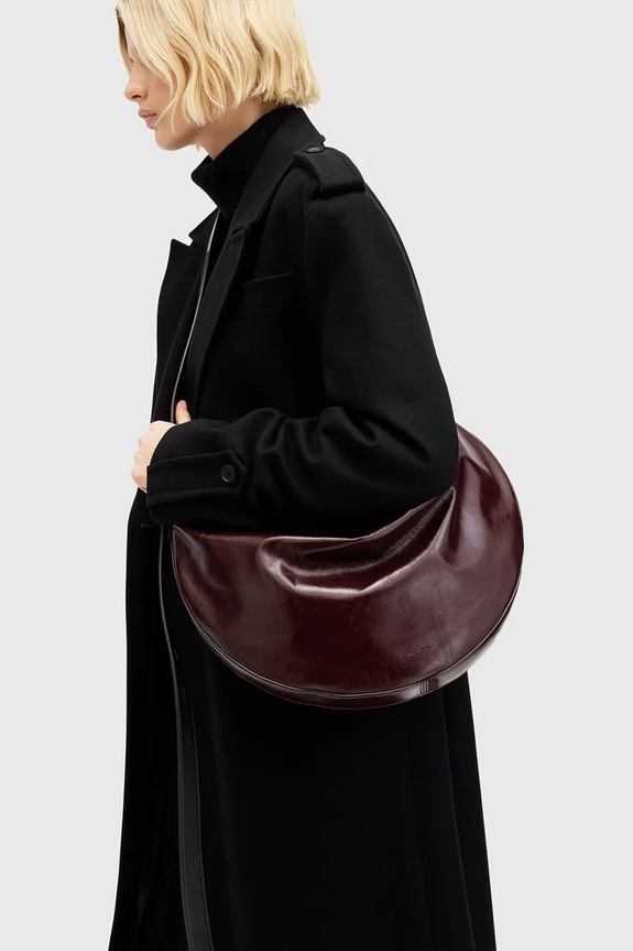 AllSaints torebka skórzana HALF MOON W394XB