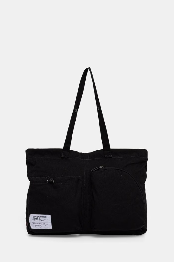 Karl Lagerfeld Jeans geanta de bumbac incape in A4 negru A1W30512