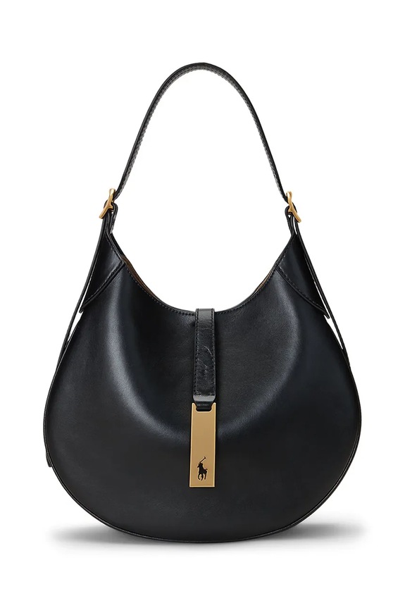 Polo Ralph Lauren geantă de piele uni negru 428944017